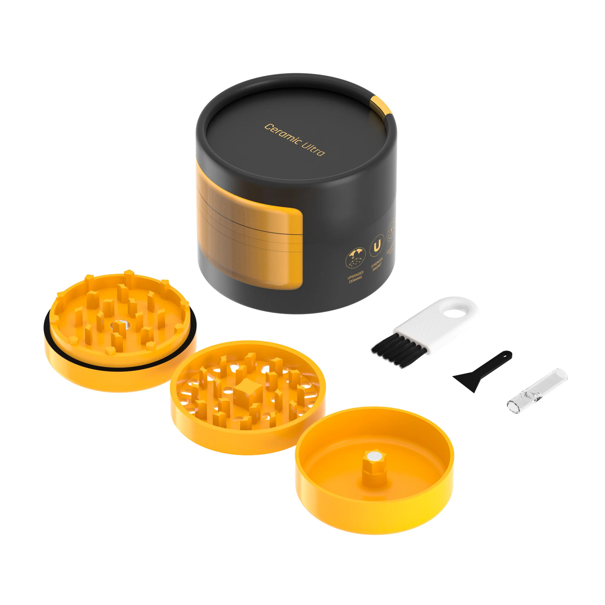 Bud 3-Part Ceramic Ultra Non-Stick Grinder 55mm - Yellow - Image 7