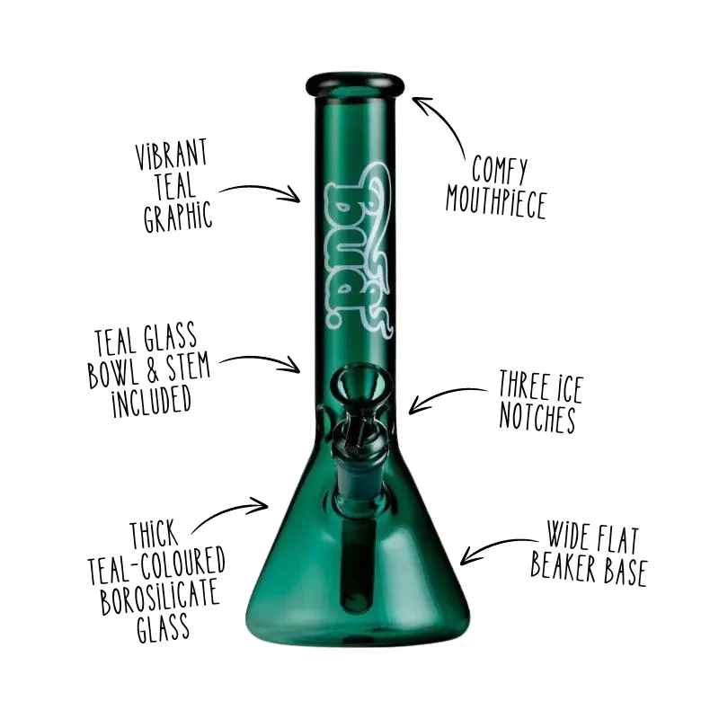 Bud Beaker Bong 25cm - Teal - Image 4