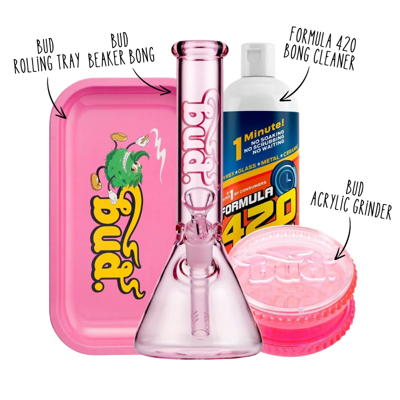 Bud Beaker Bong Starter Bundle - Pink - Image 2