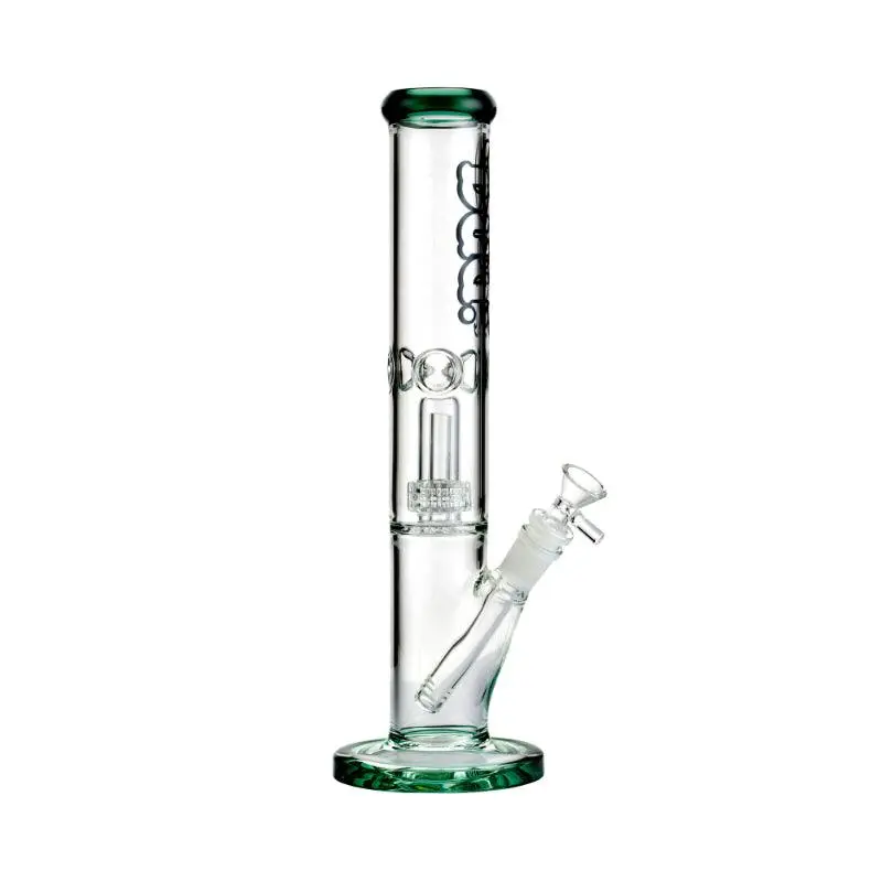 Bud Straight Tube Matrix Percolator Bong 35cm - Teal - Image 3