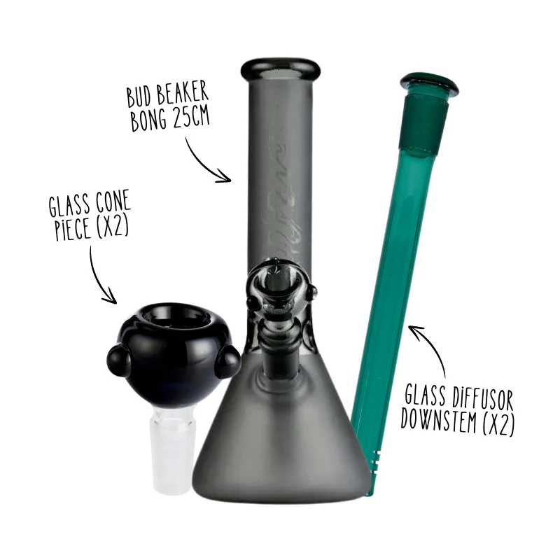 Matte Black Bud Beaker Bong Bundle - Small - Image 2
