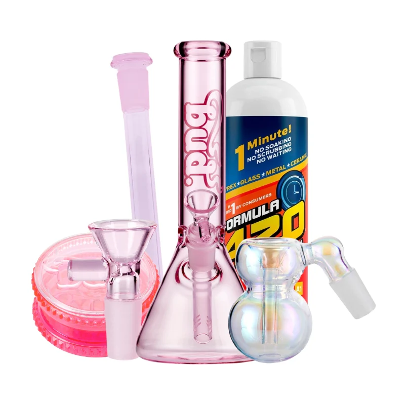 Pink Bud Beaker Bong Bundle - Large