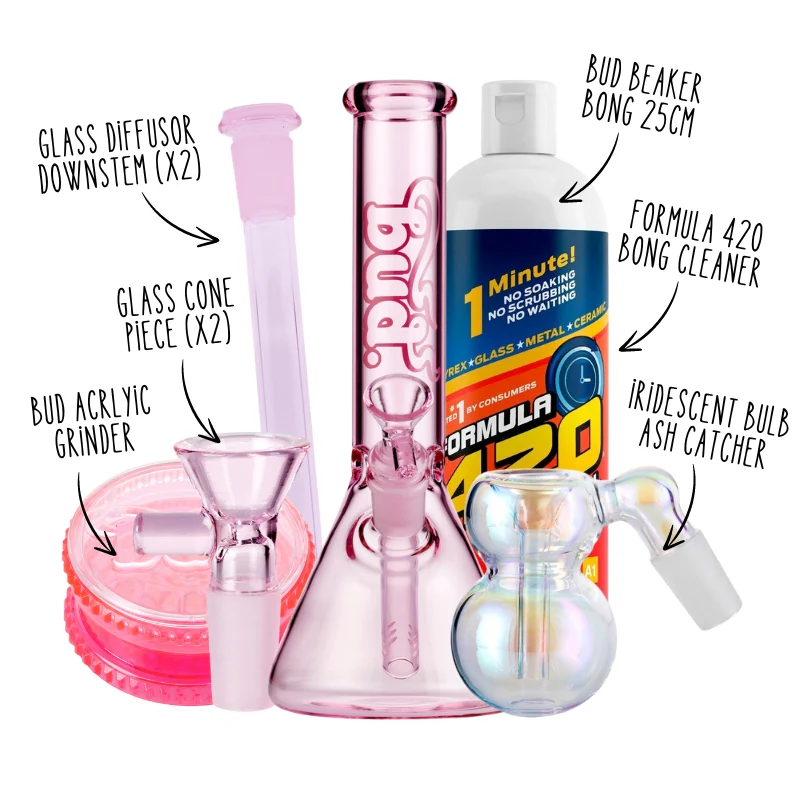 Pink Bud Beaker Bong Bundle - Large - Image 2