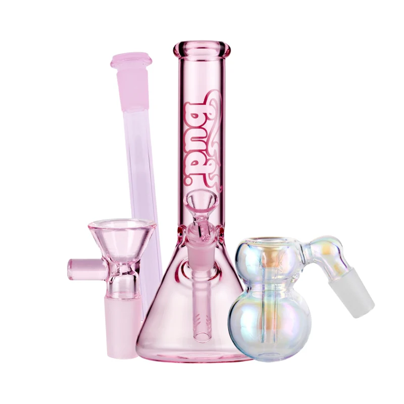 Pink Bud Beaker Bong Bundle - Medium