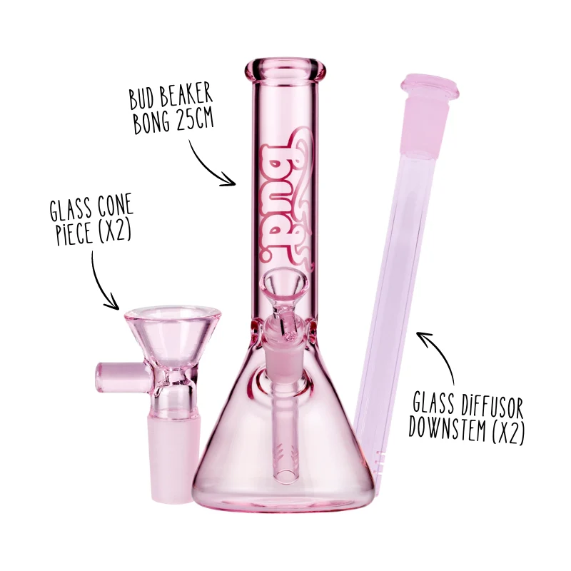 Pink Bud Beaker Bong Bundle - Small - Image 2