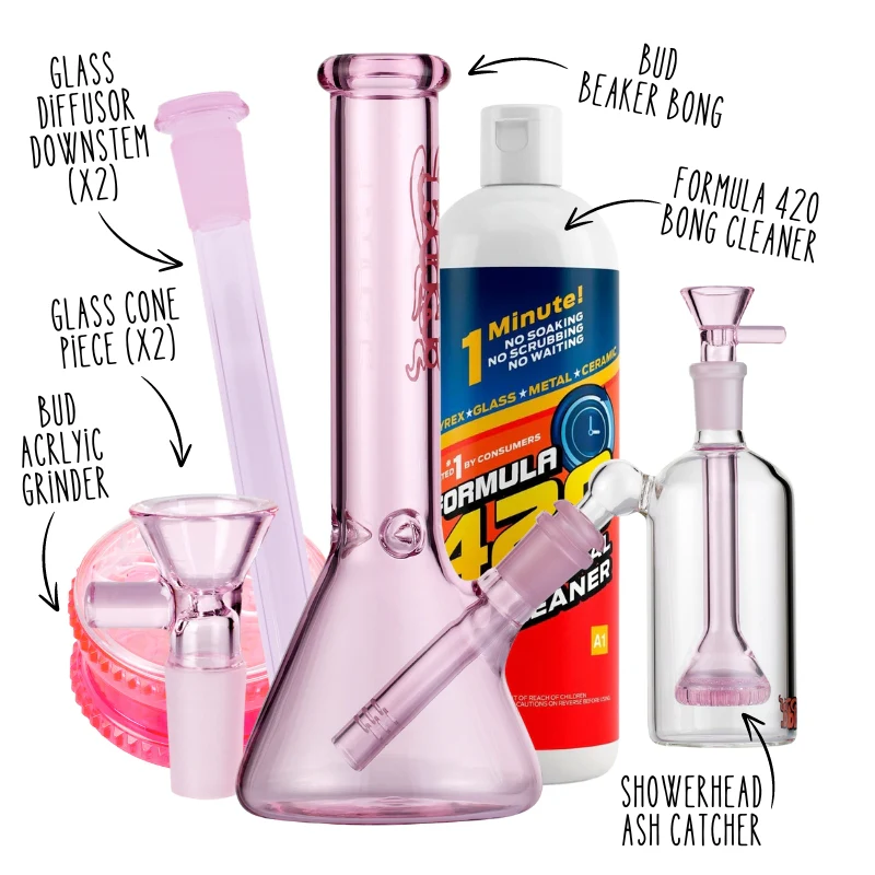 Pink Bud Beaker Bong Bundle - Large - Image 2