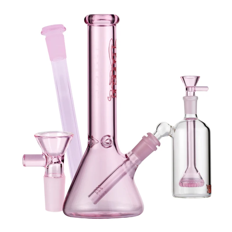 Pink Bud Beaker Bong Bundle - Medium