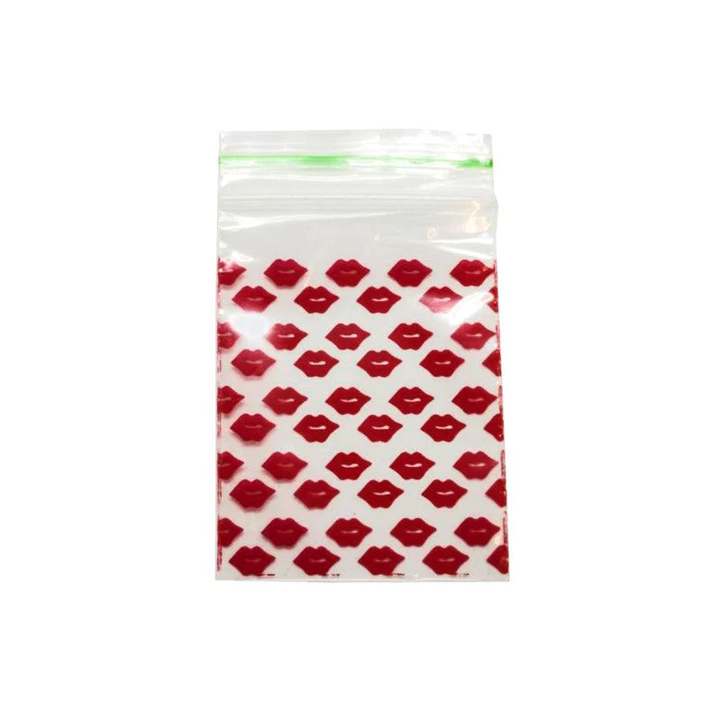 Red Lips Design Plastic Zip Baggies