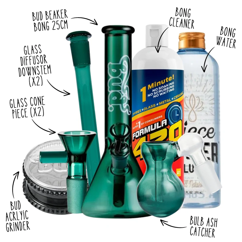 Teal Bud Beaker Bong Bundle - Extra Large - Image 2
