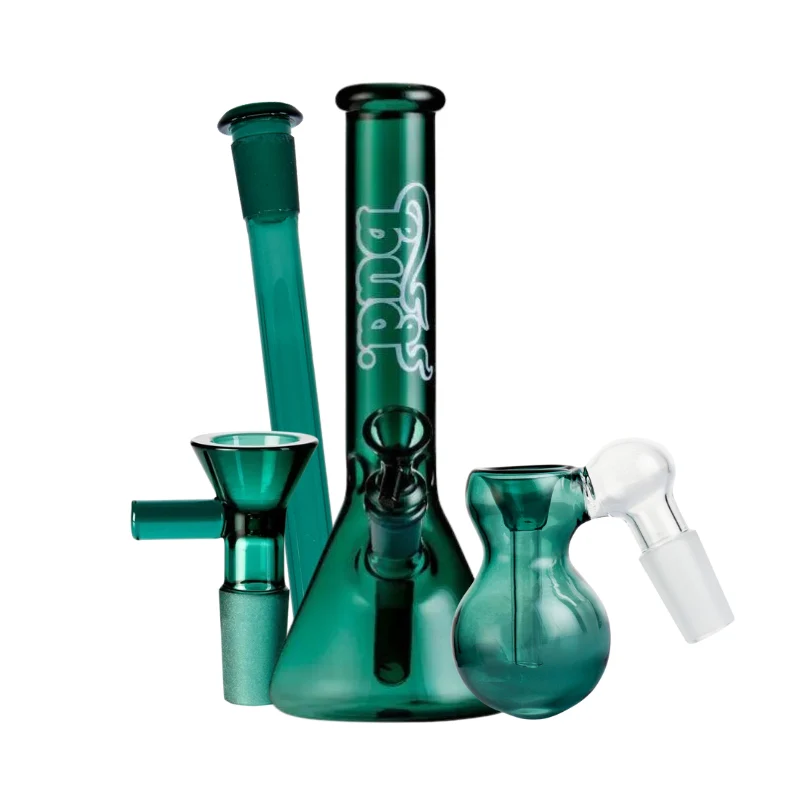 Teal Bud Beaker Bong Bundle - Medium