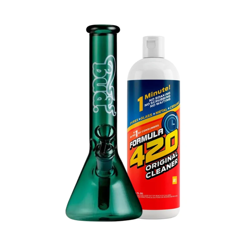 Teal Bud Beaker Bong & Cleaner Bundle