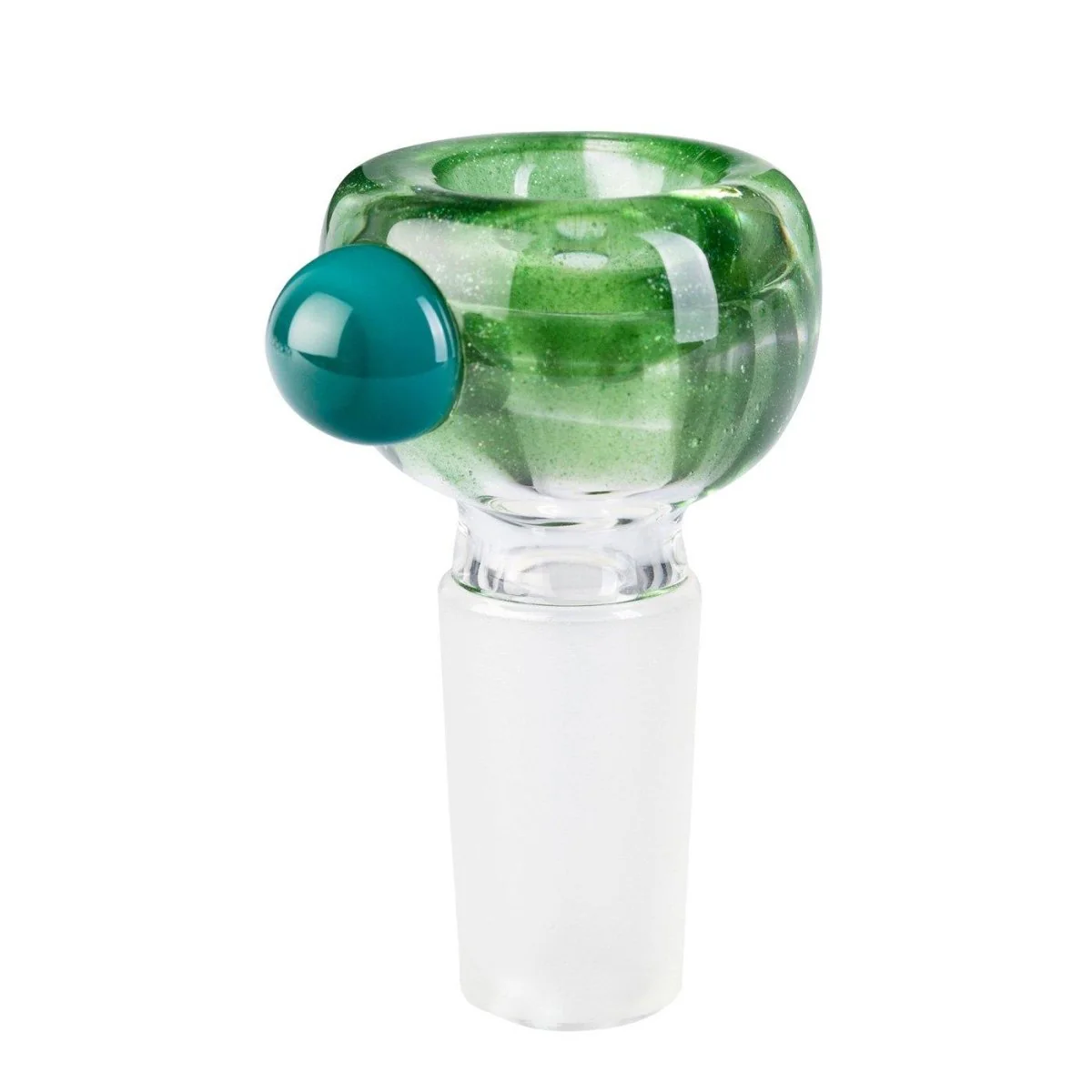 Tribal Glass Cone Piece 14mm - Green Glitter