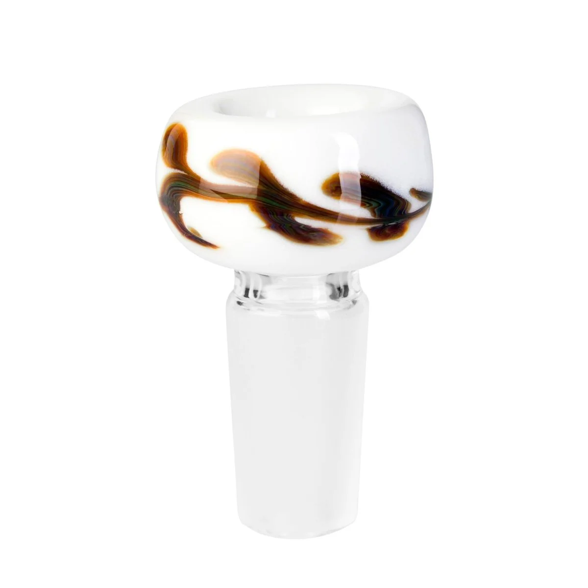 Tribal Glass Cone Piece 14mm - White & Brown