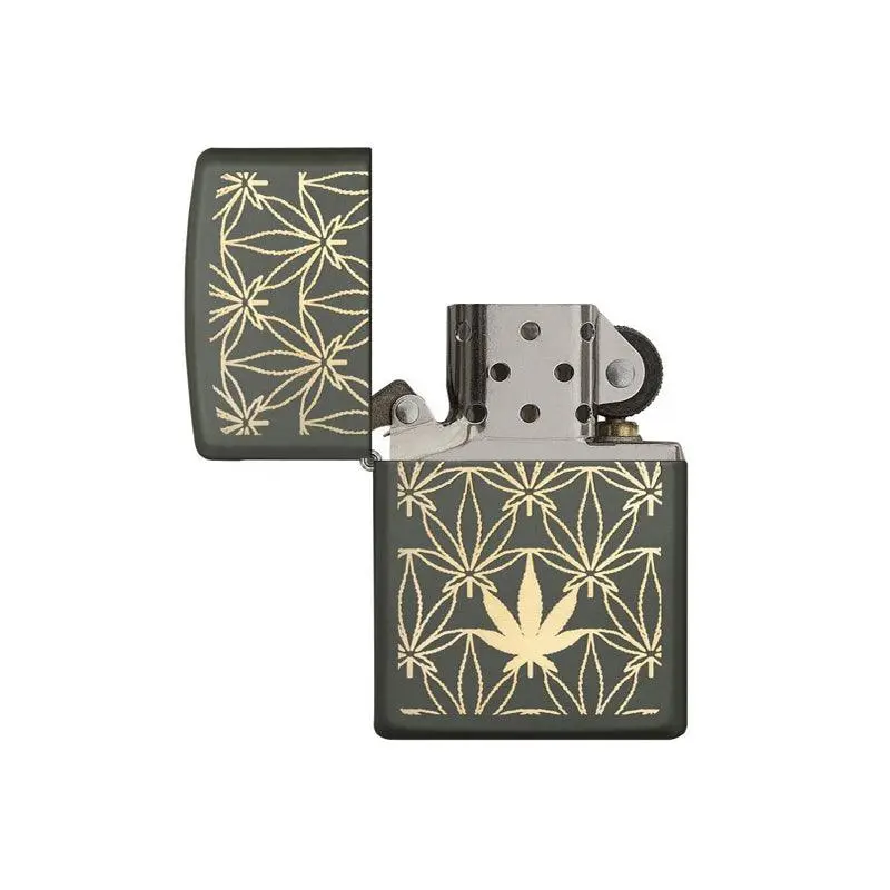 Zippo All Around Marijuana Leaf Green Matte Lighter - Image 3