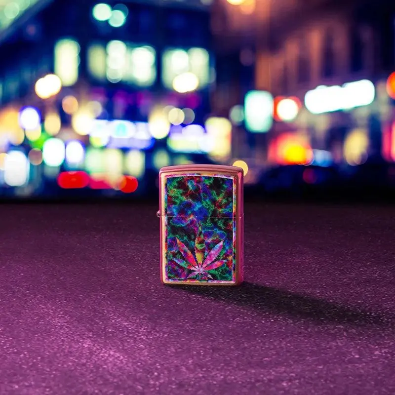 Zippo Brushed Brass Leaf Design Lighter - Image 2