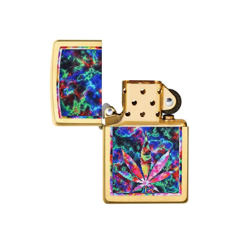 Zippo Brushed Brass Leaf Design Lighter - Image 4