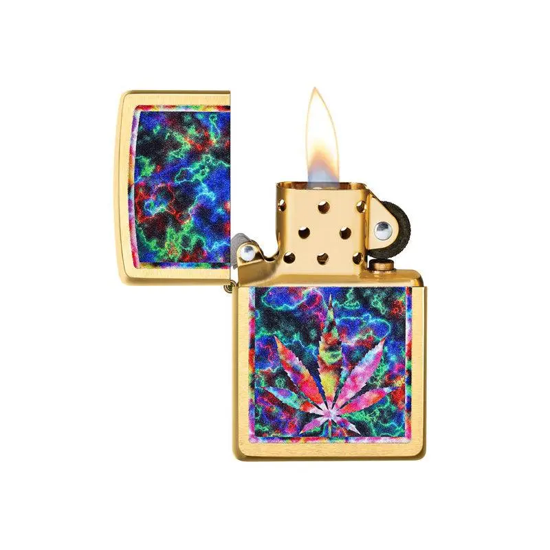 Zippo Brushed Brass Leaf Design Lighter - Image 5