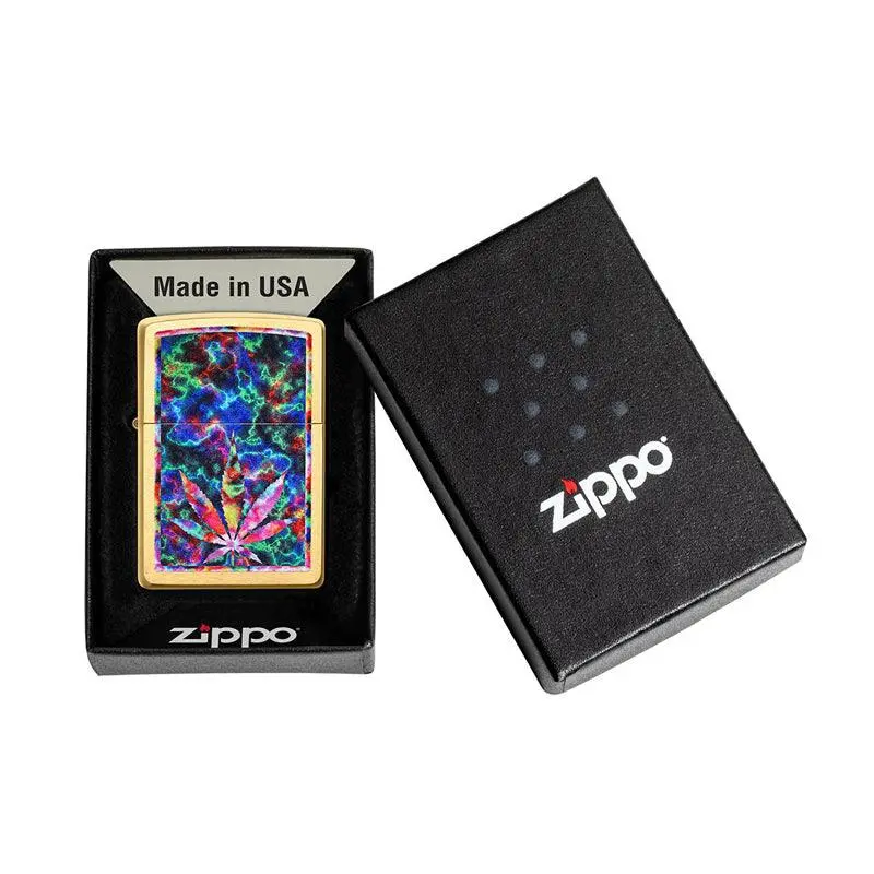 Zippo Brushed Brass Leaf Design Lighter - Image 6