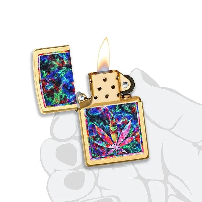 Zippo Brushed Brass Leaf Design Lighter - Image 7