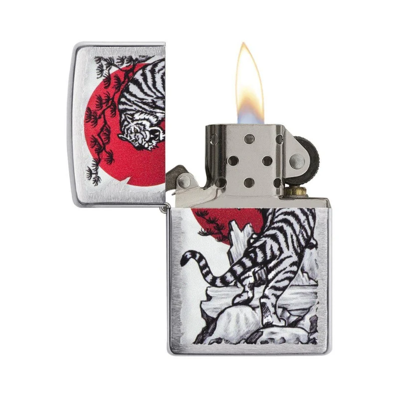 Zippo Brushed Chrome Tiger Sun Lighter - Image 4