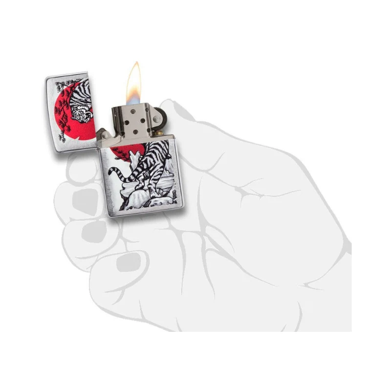 Zippo Brushed Chrome Tiger Sun Lighter - Image 6
