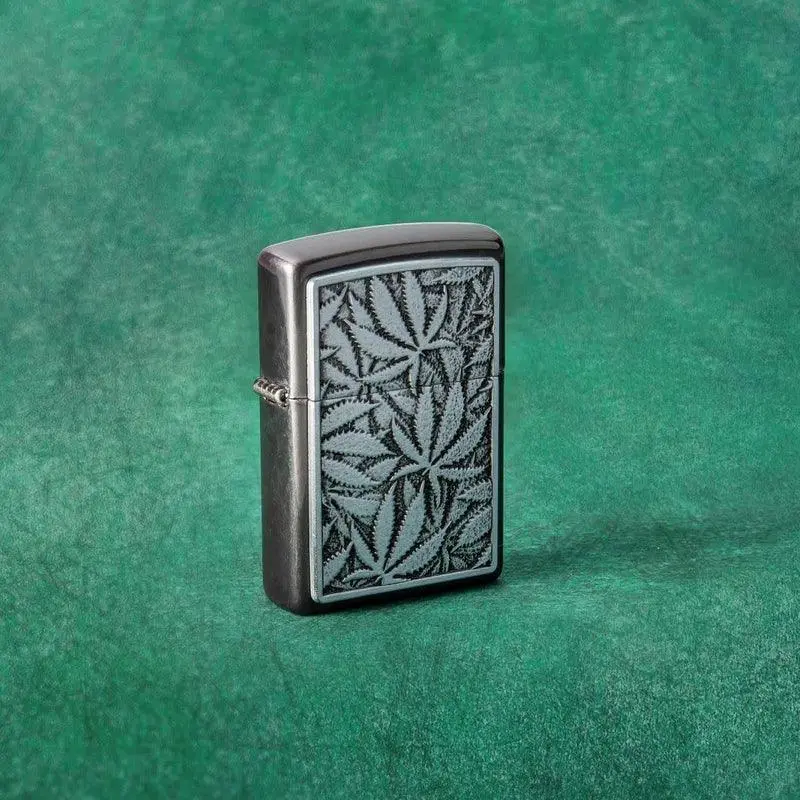 Zippo Cannabis Emblem Design Grey Lighter - Image 2