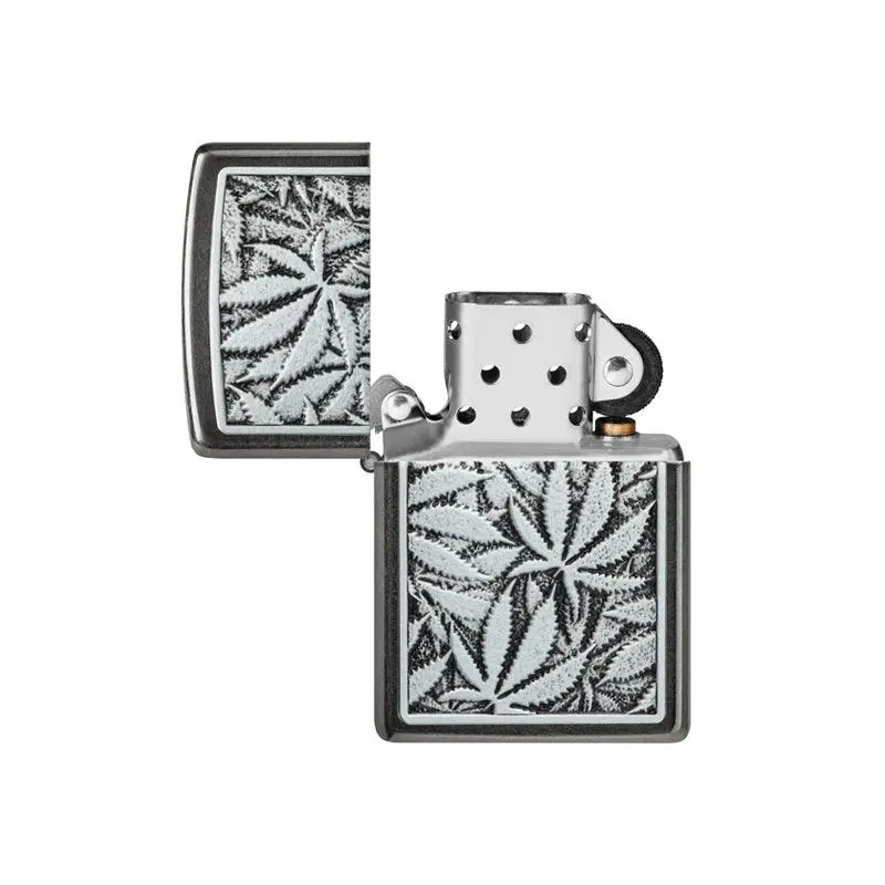 Zippo Cannabis Emblem Design Grey Lighter - Image 4
