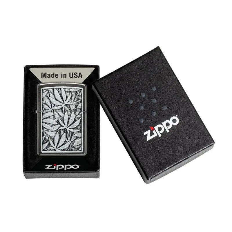Zippo Cannabis Emblem Design Grey Lighter - Image 6