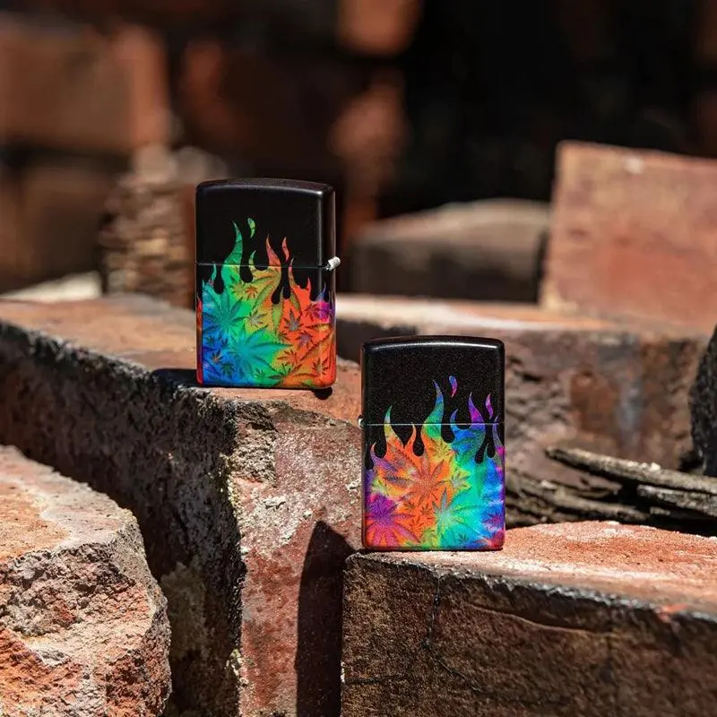 Zippo Cannabis Flames Design Black Matte Lighter - Image 2