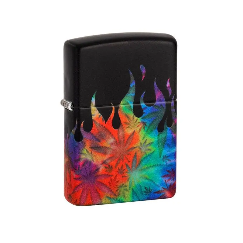 Zippo Cannabis Flames Design Black Matte Lighter - Image 3