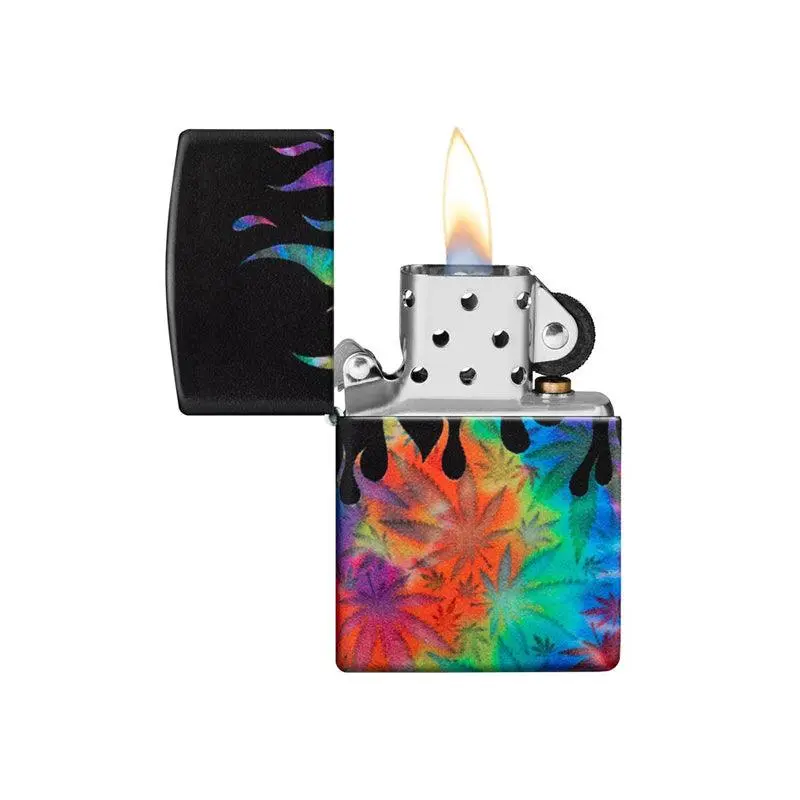 Zippo Cannabis Flames Design Black Matte Lighter - Image 5