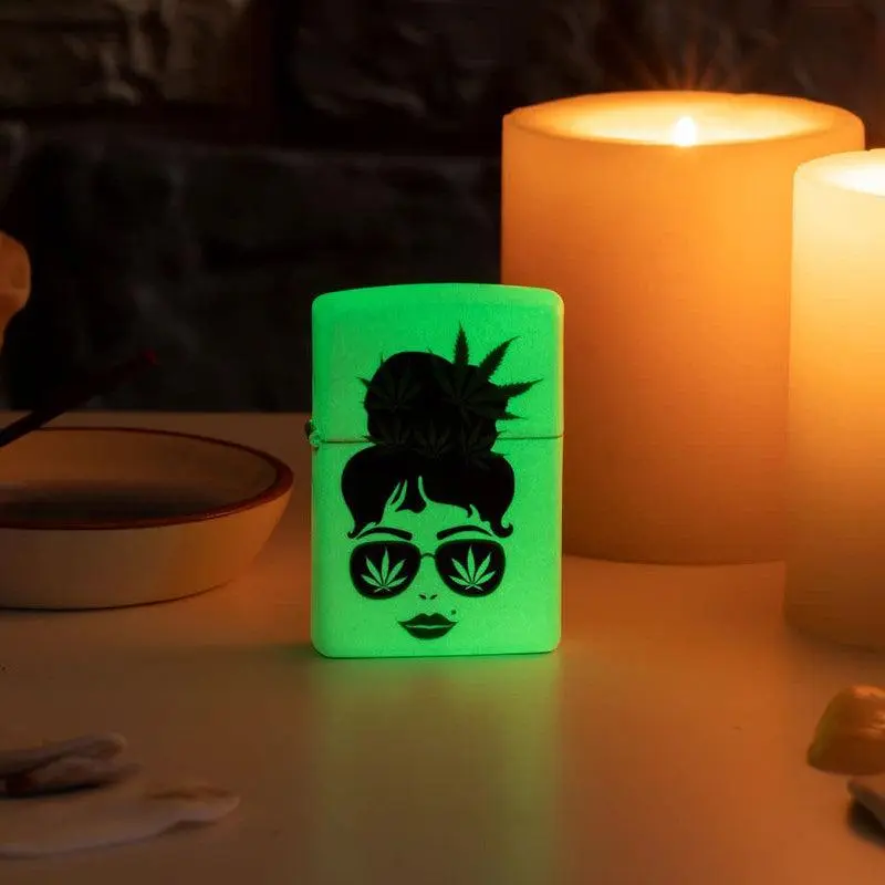 Zippo Cannabis Girl Glow in the Dark Matte Lighter - Image 2