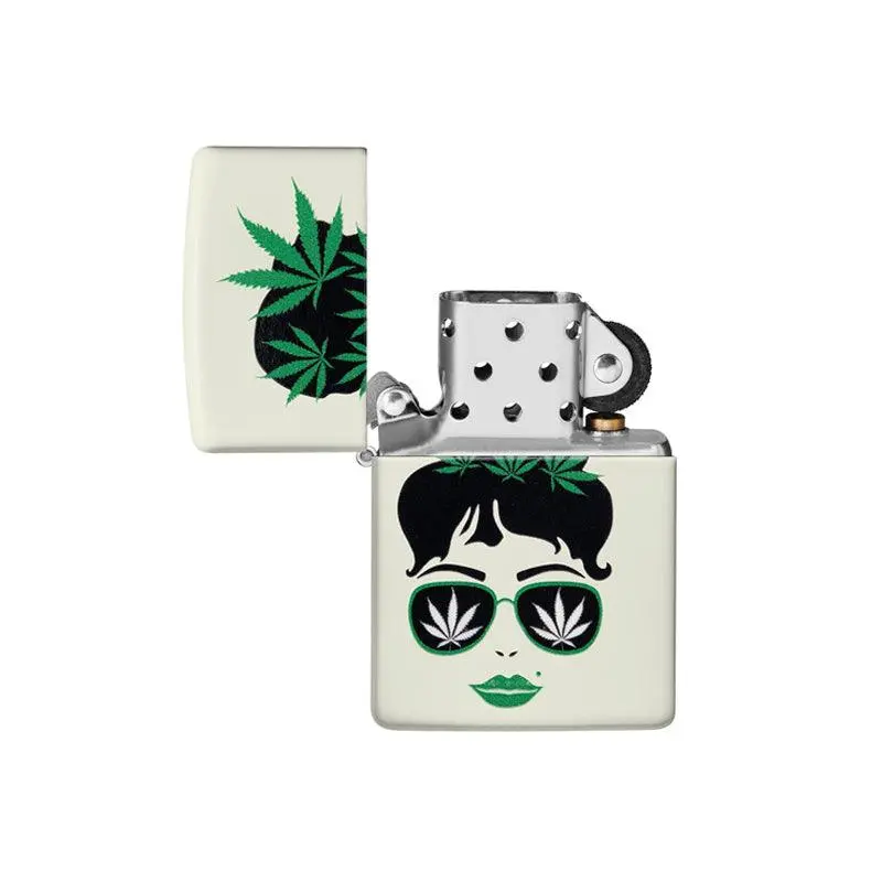 Zippo Cannabis Girl Glow in the Dark Matte Lighter - Image 5
