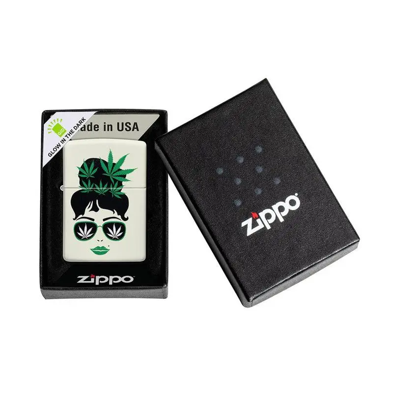 Zippo Cannabis Girl Glow in the Dark Matte Lighter - Image 7