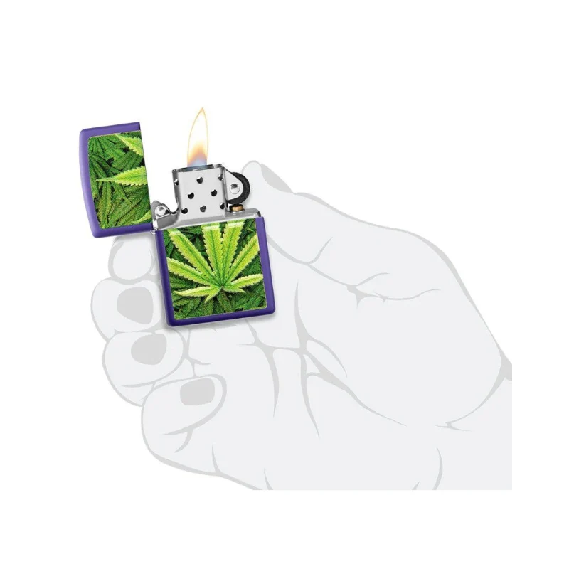 Zippo Cannabis Purple Matte Lighter - Image 8