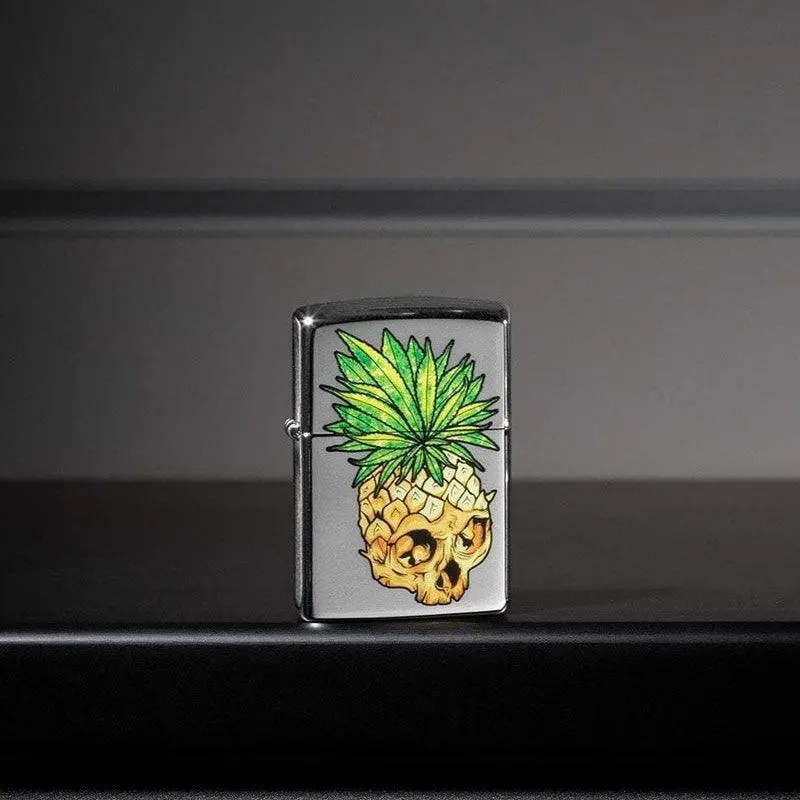 Zippo Cannabis Skull High Polished Chrome Lighter - Image 2