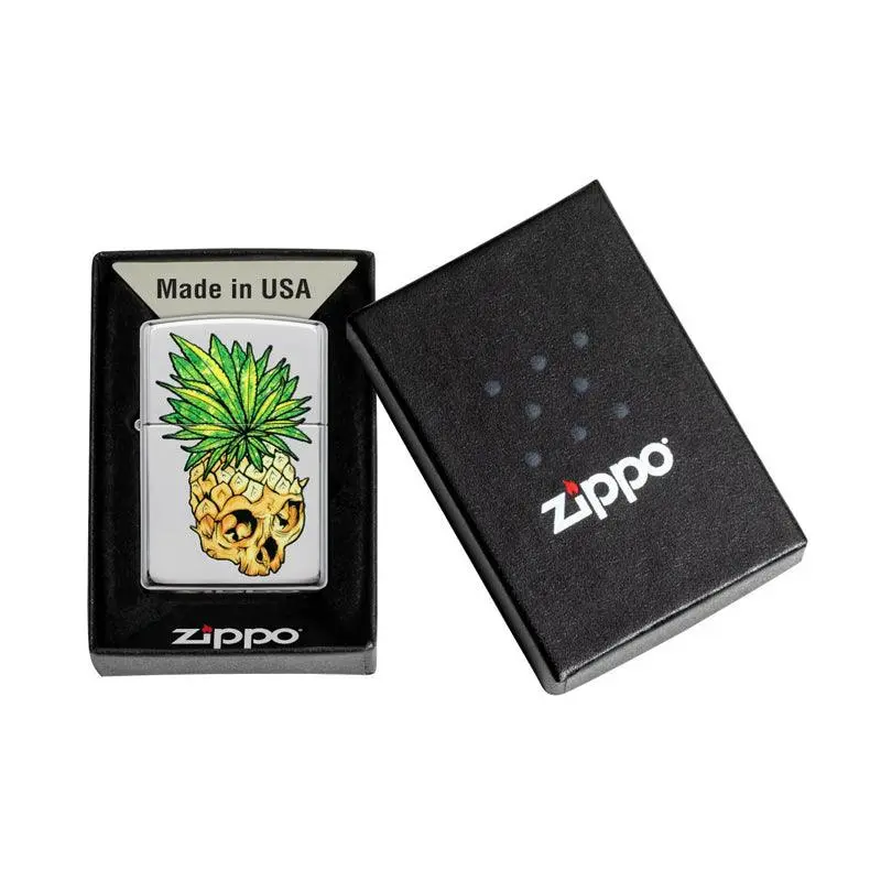 Zippo Cannabis Skull High Polished Chrome Lighter - Image 6