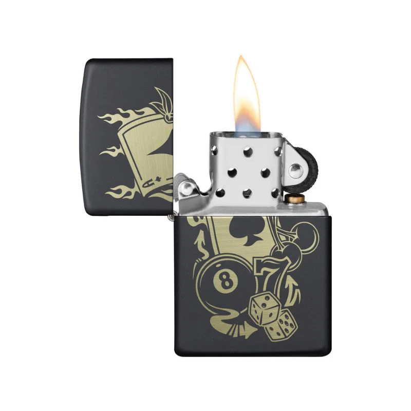 Zippo Casino Gambling Matte Black Lighter - Image 5