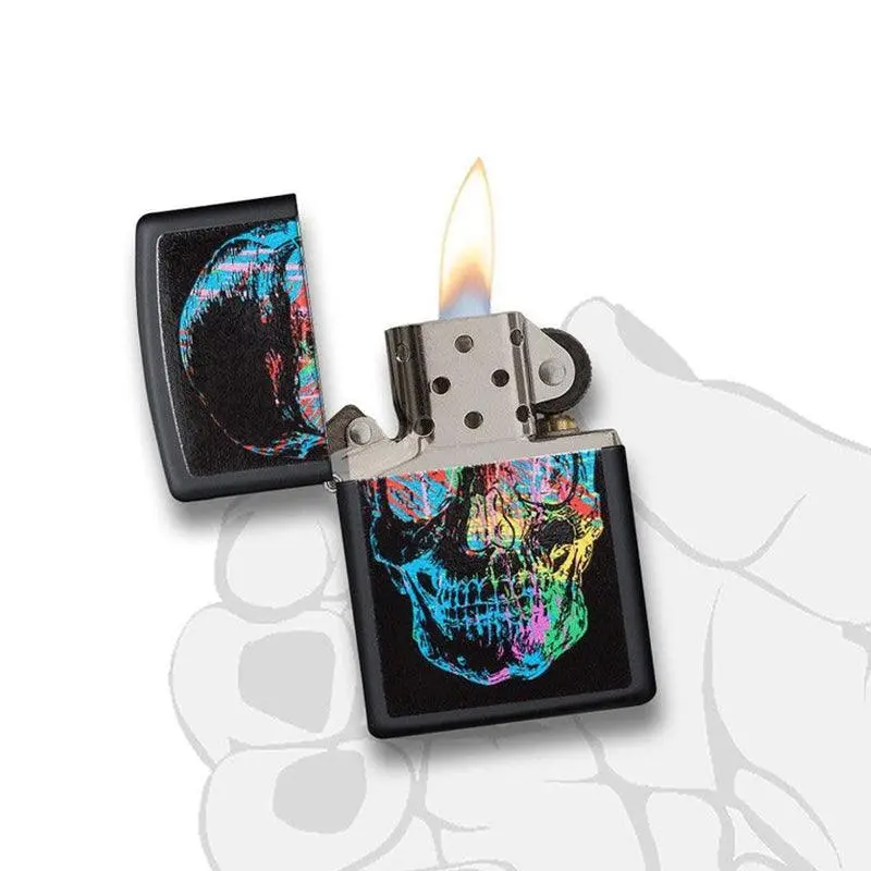 Zippo Colourful Skull Black Matte Lighter - Image 6