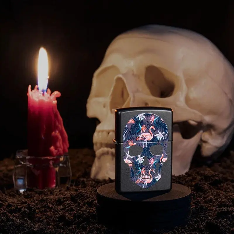 Zippo Flamingo Skull Black Matte Lighter - Image 2