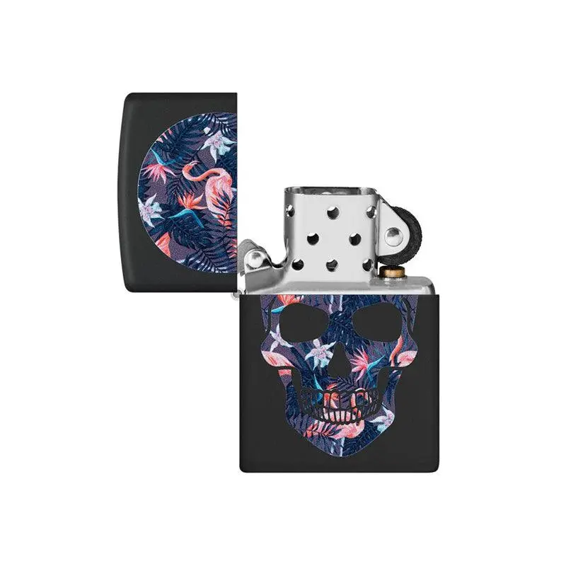 Zippo Flamingo Skull Black Matte Lighter - Image 4