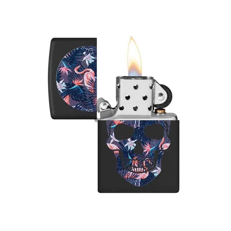 Zippo Flamingo Skull Black Matte Lighter - Image 5