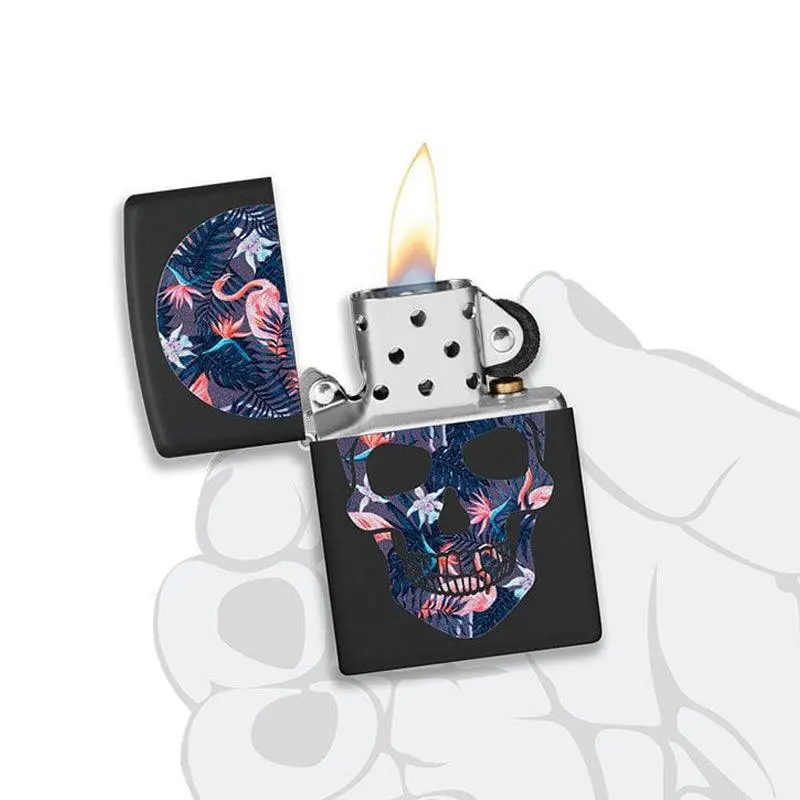 Zippo Flamingo Skull Black Matte Lighter - Image 7