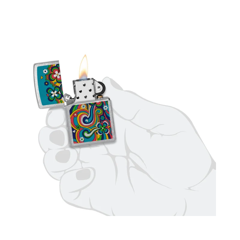 Zippo Flower Power Street Chrome Lighter - Image 6