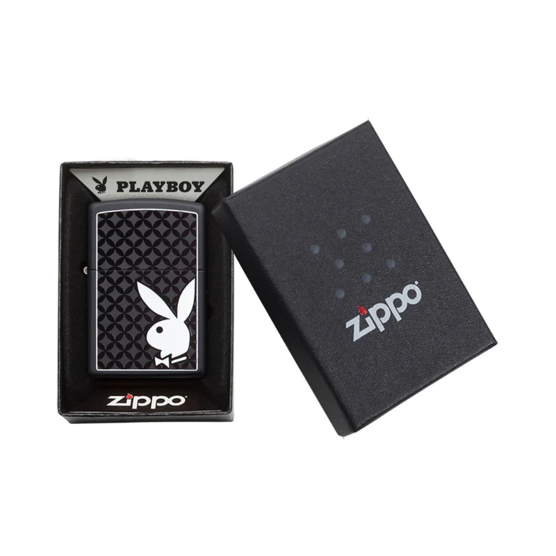 Zippo Playboy Black Matte Pattern Lighter - Image 5