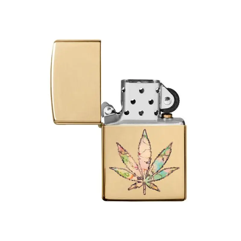 Zippo Cannabis High Polish Brass Lighter - Image 4