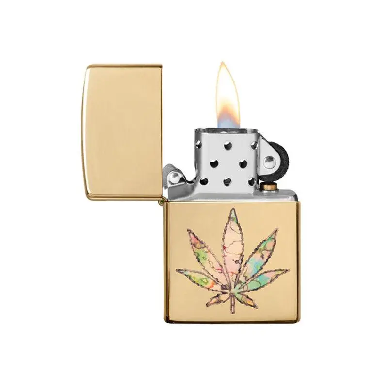 Zippo Cannabis High Polish Brass Lighter - Image 5