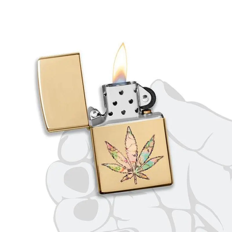 Zippo Cannabis High Polish Brass Lighter - Image 7