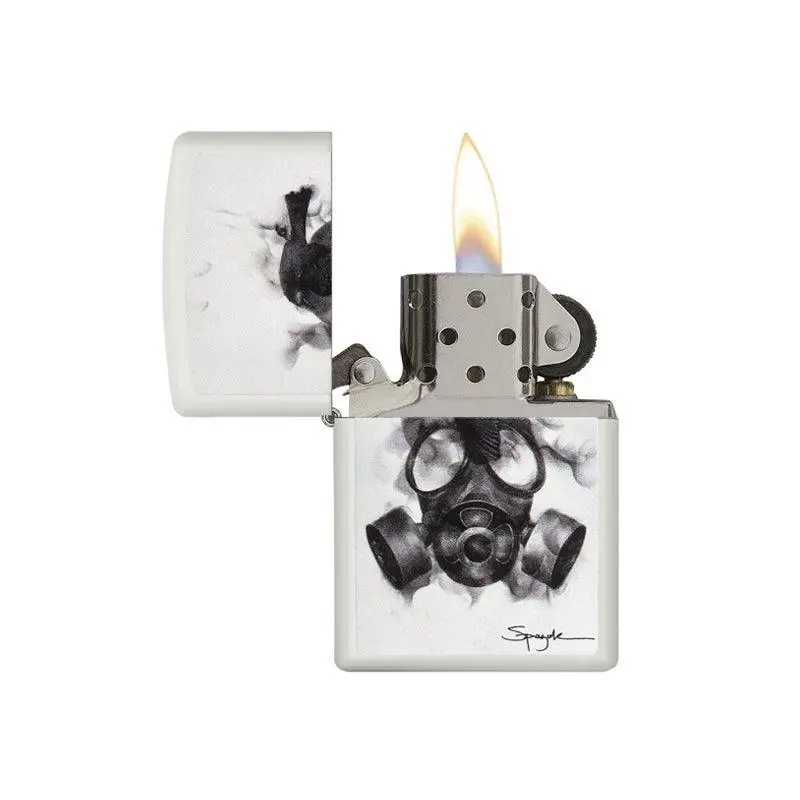 Zippo Spazuk Gas Mask Design White Matte Lighter - Image 4