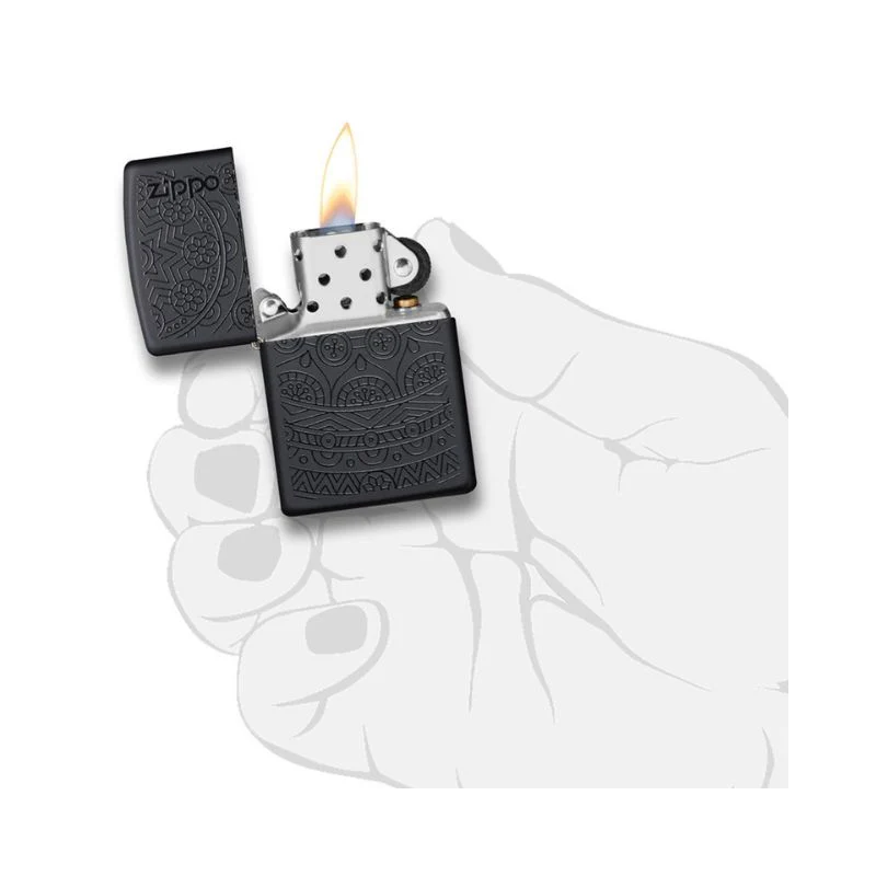 Zippo Swirl Pattern Matte Black Lighter - Image 6